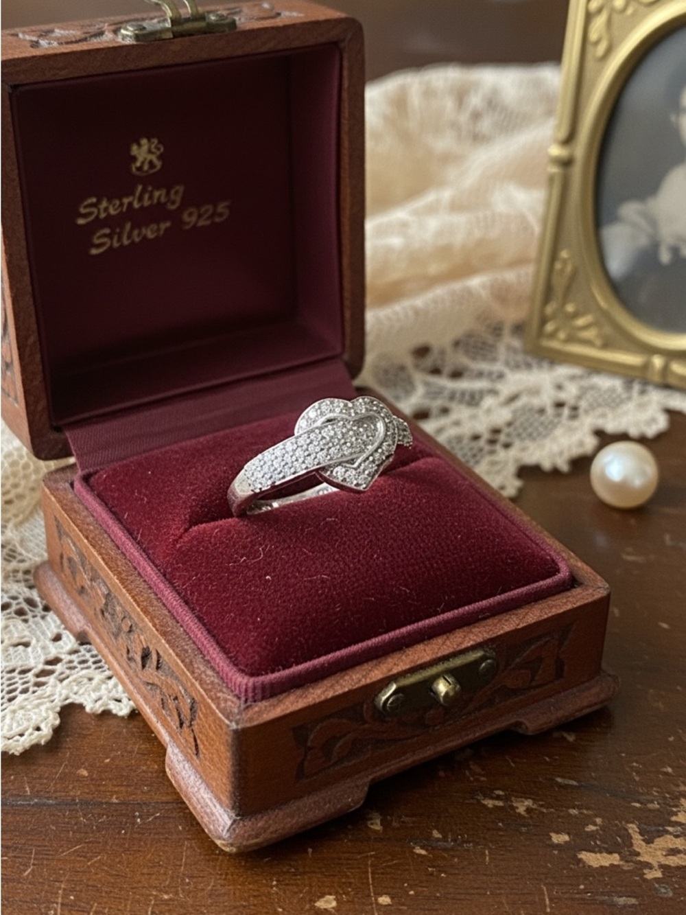 Signed 925 Sterling silver ring size 7 W: 6.85 G - Picture 4 of 6